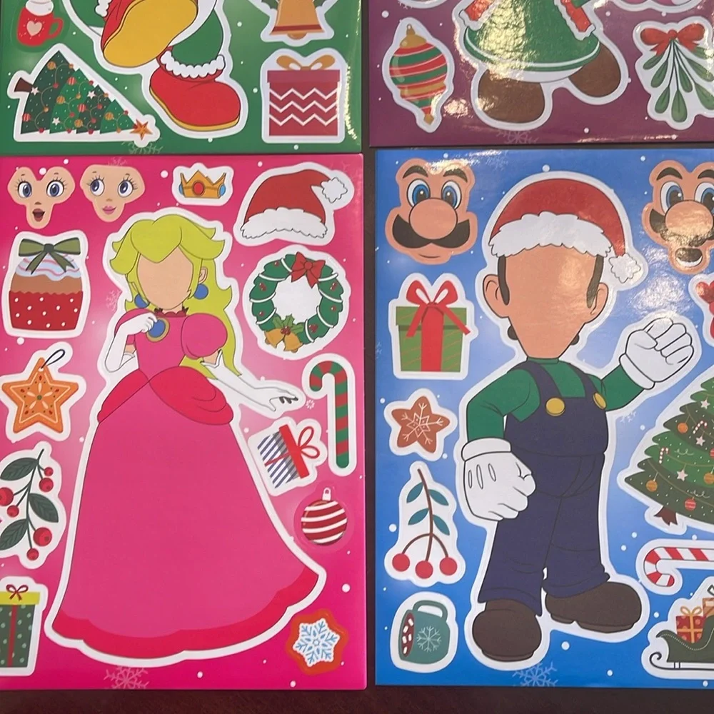 NIP 32 sheets Super Mario Christmas make a face craft activities sticker sheets